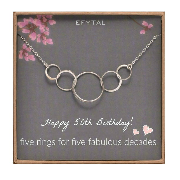 5 Decade Jewelry 50 Years Old 50 Sterling Silver Five Circle Bracelet for Her 50th Birthday Gifts for Women